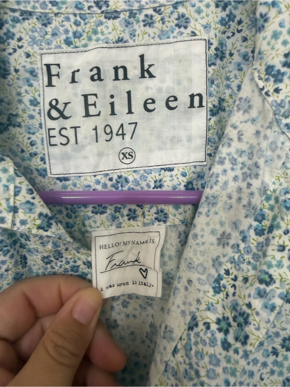 Frank & Eileen Silvio Liberty Wovenwith  Mini Blue Flowers Button Down Shirt - Picture 5 of 5